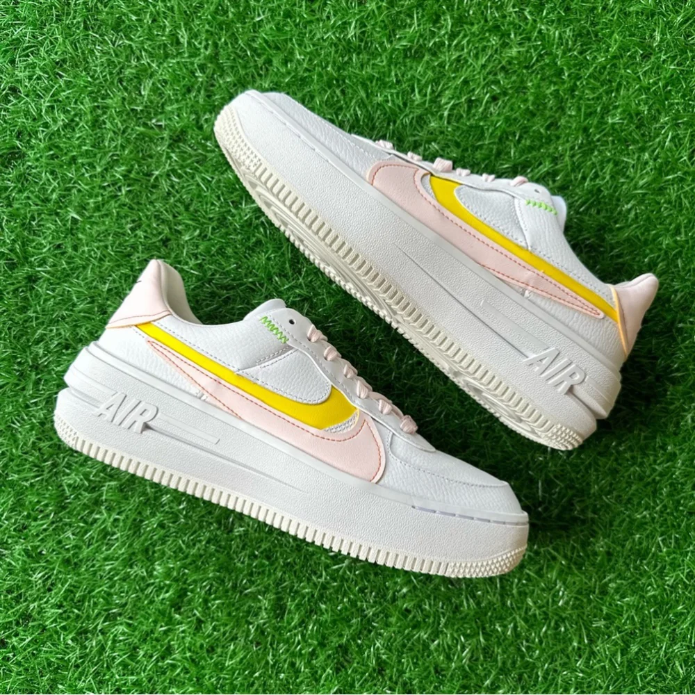 ✨New Nike Air Force 1 AF1 PLT.AF.ORM White / Pearl Pink - Opti Yellow - Picture 4 of 8